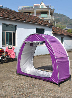 紫色双门自行车帐篷,双门储物帐篷,双门山地车帐篷,前后门单车篷