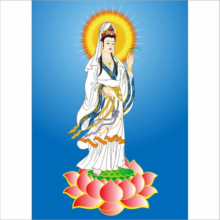 送子观音海报贴画挂画观世音菩萨图客厅中堂佛像画像寺庙装饰画