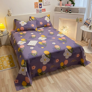 ins风全棉加厚100磨毛床单单件秋冬季 保暖双人纯棉被单人宿舍学生