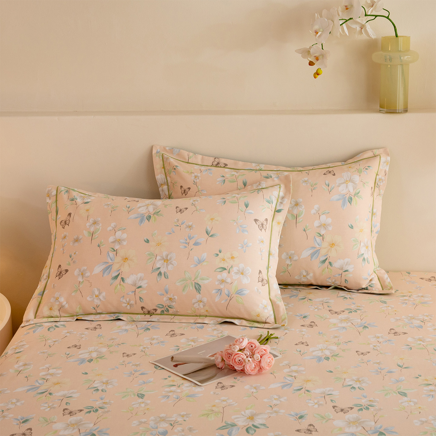 纯棉加厚枕套一对装家用100全棉磨毛整头枕头套48x74cm枕芯内胆套