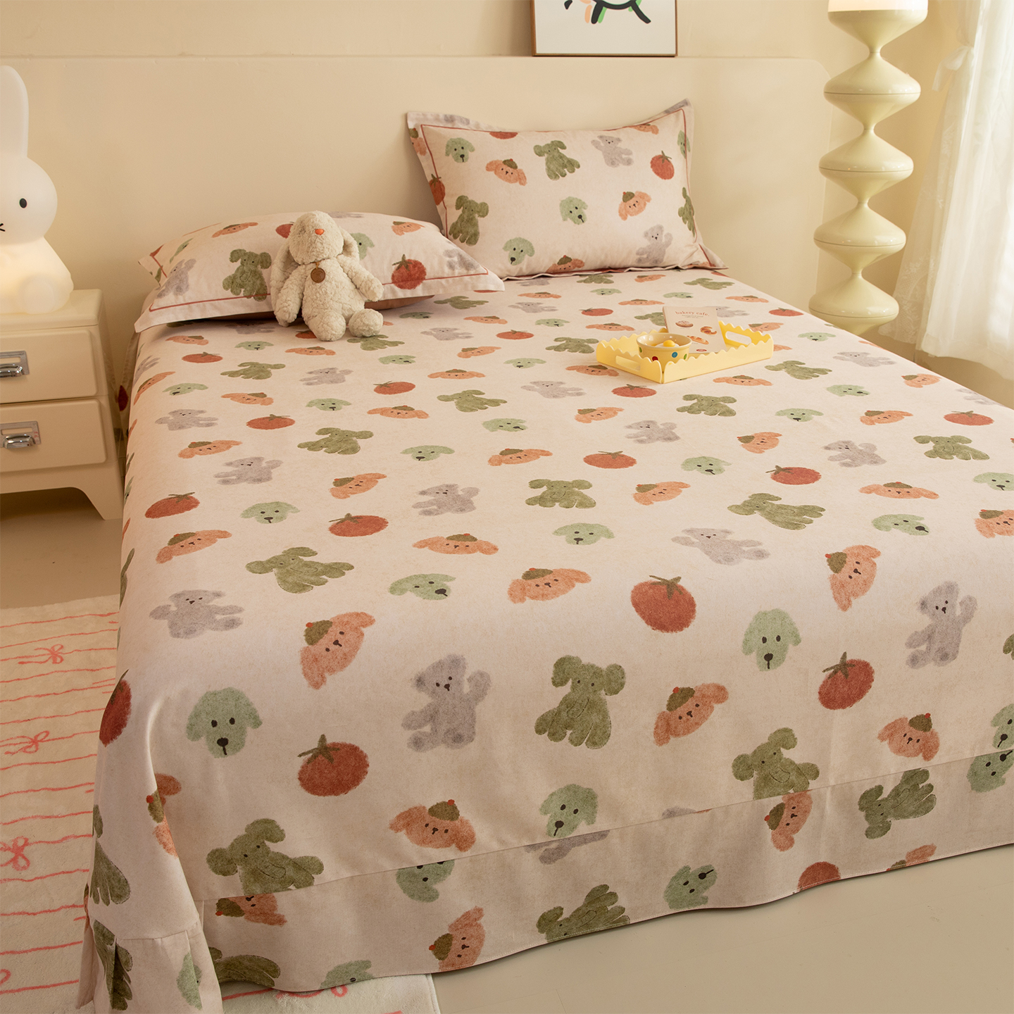 ins卡通A类加厚纯棉磨毛床单单件