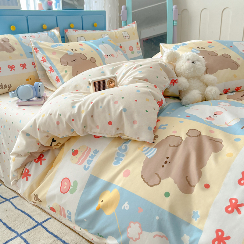 床上四件套100全棉亲肤ins风卡通