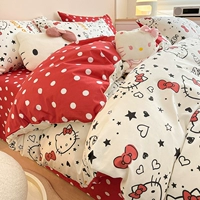 Hello Kitty, хлопковый мультяшный комплект, хлопковое одеяло, пододеяльник, простыня, 4 предмета, 3 предмета