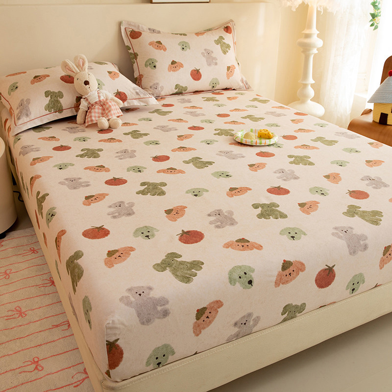 ins卡通100全棉磨毛床笠单件纯棉加厚床罩床垫保护套全包防滑固定