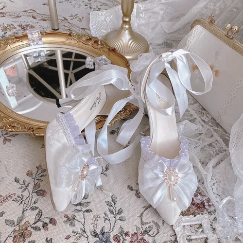 小妖静花嫁洛丽塔婚鞋定做高跟鞋