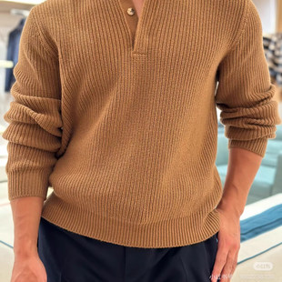 静奢 BC风 羊绒针织衫 13800 亨利领 意式 粗针纺 LuShi 宽松版