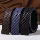 男士 皮带不带头3.8头层纯牛皮平滑扣打眼无头腰带真皮双面裤 带条