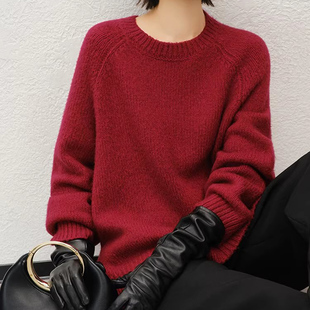 美洋MEIYANG 樱桃毛衣 26春山羊绒桑蚕丝_圆领宽松针织衫