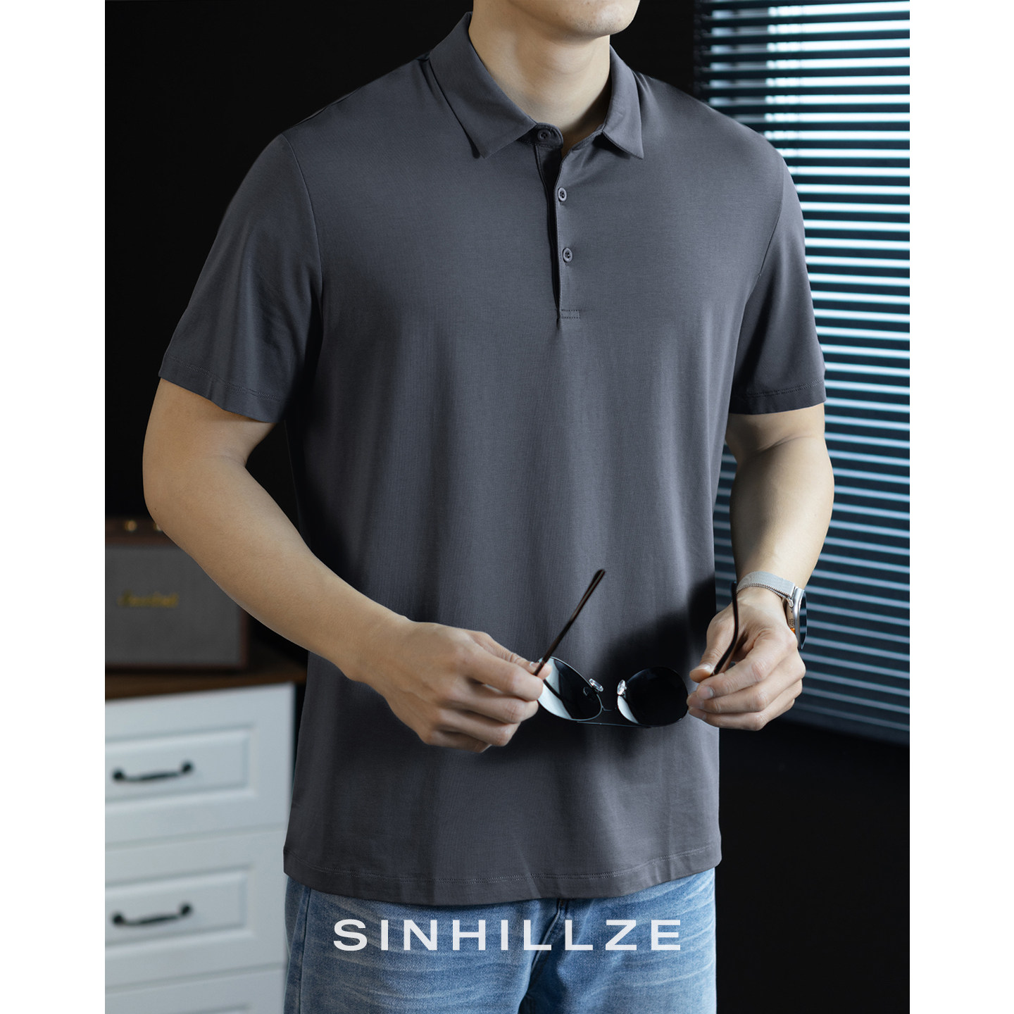 60支莫代尔凉感POLO衫男短袖2026新款高端商务翻领T恤夏季冰丝款