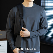 60支莫代尔棉长袖 内搭白色纯色宽松圆领 打底衫 t恤男2026秋季 薄款