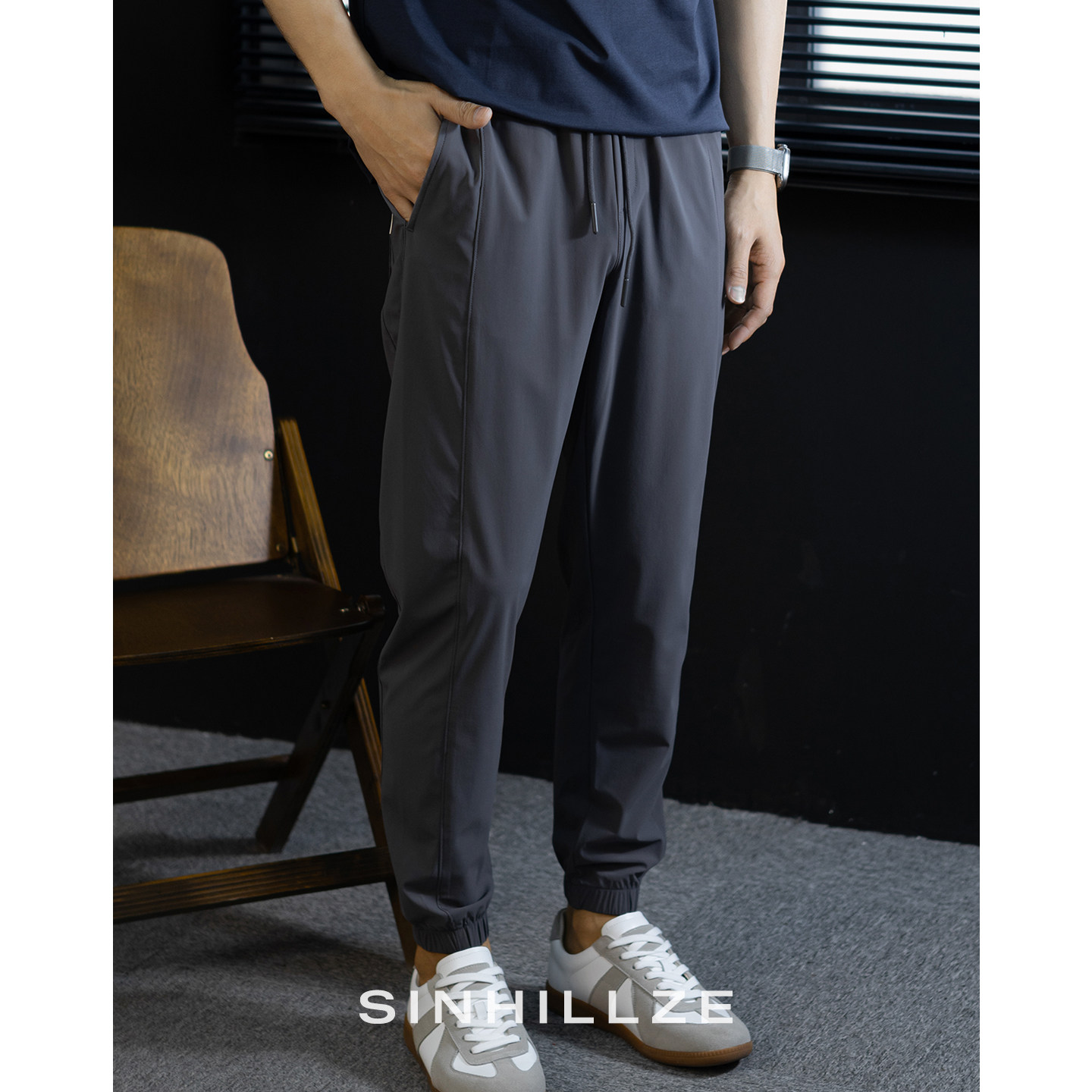 冰丝高弹休闲裤男薄款速干九分裤夏季修身束脚小脚运动裤2026新款