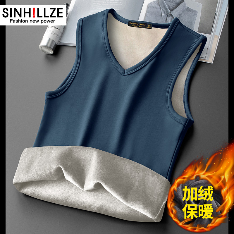 背心一体保暖内搭加厚无袖t恤