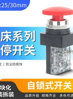 TBK-25/30急停开关红色蘑菇头自锁式机床开关紧急停止25mm30mm