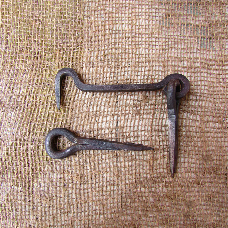 手工锻造门钩复古老式门锁锤入式木门锁农村小院别墅花园小门拉手