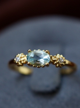 天然925纯银托帕石戒指