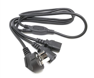 国标一拖二台式主机箱电源线双尾品字尾电脑线一分二插头设备