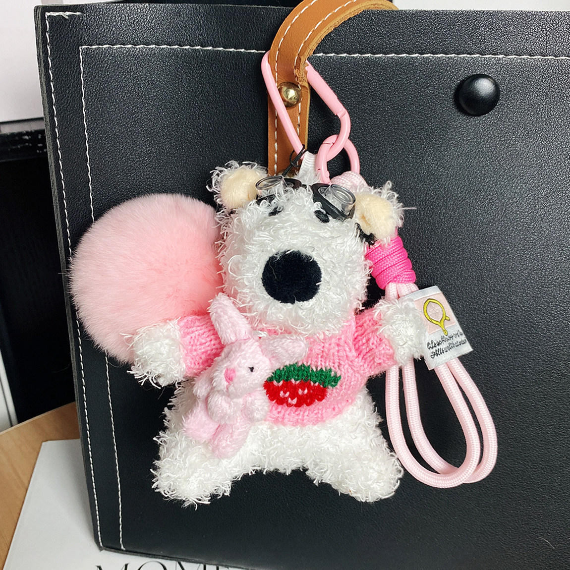 潦草小狗公仔西高地毛绒玩偶真獭兔毛球书包挂件车钥匙扣挂饰礼物