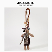 韩国创意贵妇小兔子手机挂绳玩偶书包包挂件毛绒公仔车钥匙扣挂饰