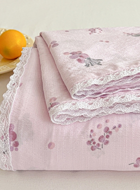 紫色葡萄云感双层纱花边床单单件学生宿舍被单双人卧室家用三件套