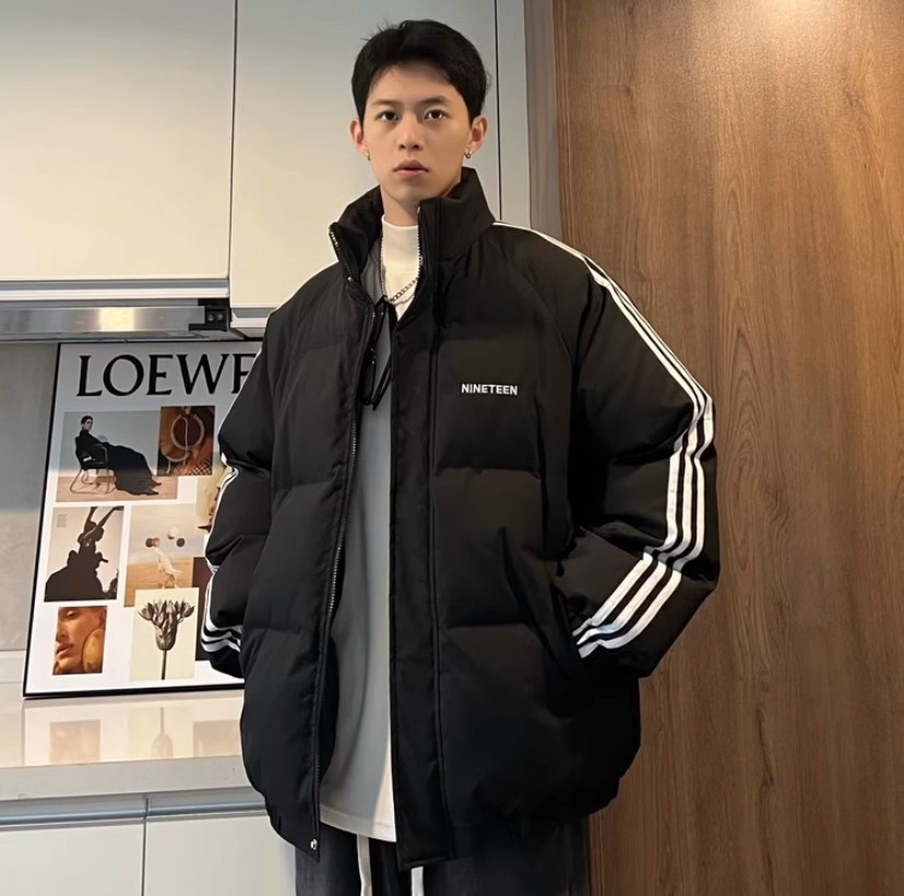 韩版三条杠棉袄男女同款潮