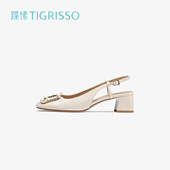 有钱钻 TA54320 蹀愫配裙方钻扣包头新中式 高跟凉鞋