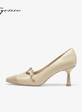 剧院玫瑰蹀愫2026春新红色T带玛丽珍鞋羊皮7CM高跟单鞋T74537A-12