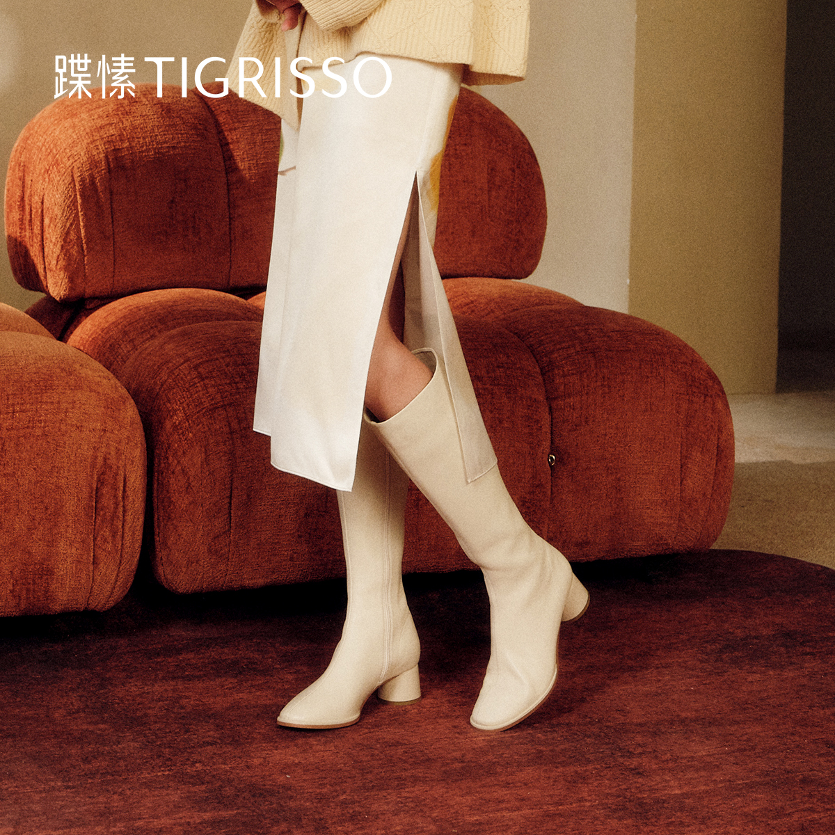 蹀愫专柜同款绵羊瘦瘦骑士靴