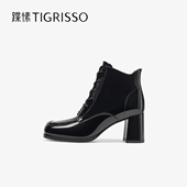 蹀愫2025年秋冬新款 牛皮短靴女TA65726 厚底增高6.5时装 靴时尚