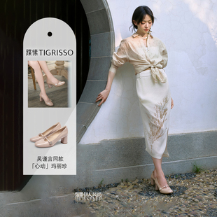 吴谨言同款心动蹀愫25秋冬新款高跟圆头粗跟气质玛丽珍鞋单鞋