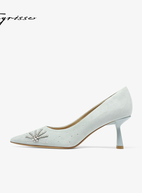 繁花蹀愫26春新增高6.5闪钻气质尖头高跟单鞋婚鞋派对T76103A-01