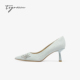 派对T76103A 繁花蹀愫26春新增高6.5闪钻气质尖头高跟单鞋 婚鞋