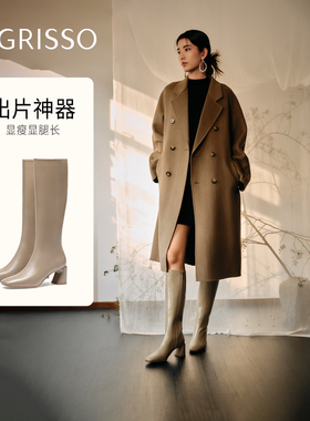 小奶皮蹀愫2025冬增高瘦瘦靴绵羊复古长筒靴气质骑士靴TA63705-14