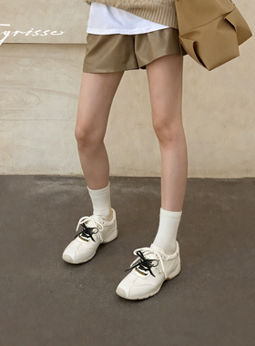 蹀愫2026年春季新款增高4赛车鞋配裙子复古运动休闲鞋T76286Y-01