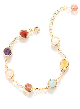 水晶手链女韩版甜美森系七彩转运珠ins精致版彩虹糖珠子手链