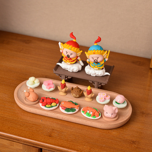 财神爷门神桌面贡品小摆件玄学打工人办公室工位招财客厅玄关装饰