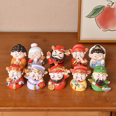 新款各路神仙小摆件五路财神爷桌面办公室工位招财车载装饰小摆件
