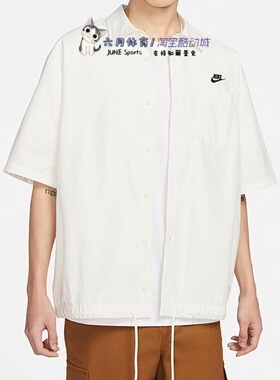 NIKE  男子翻领夏季透气宽松运动休闲衬衣短袖T恤FN3903-133