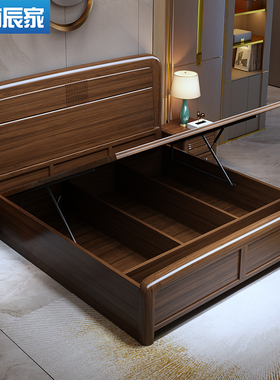 宋氏美学双人床180x200全实木硬板床主卧室2026新款床高箱床大床