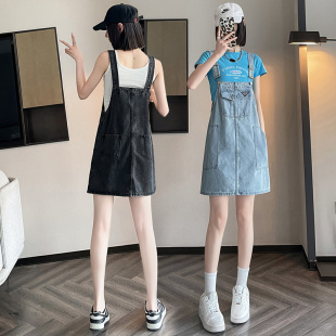牛仔背带裙甜酷辣妹小个子吊带裙2023夏季牛仔裙女半身裙减龄显瘦