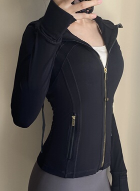 同款新款双线连帽瑜伽服春夏女Defin上衣外套健身运动跑步