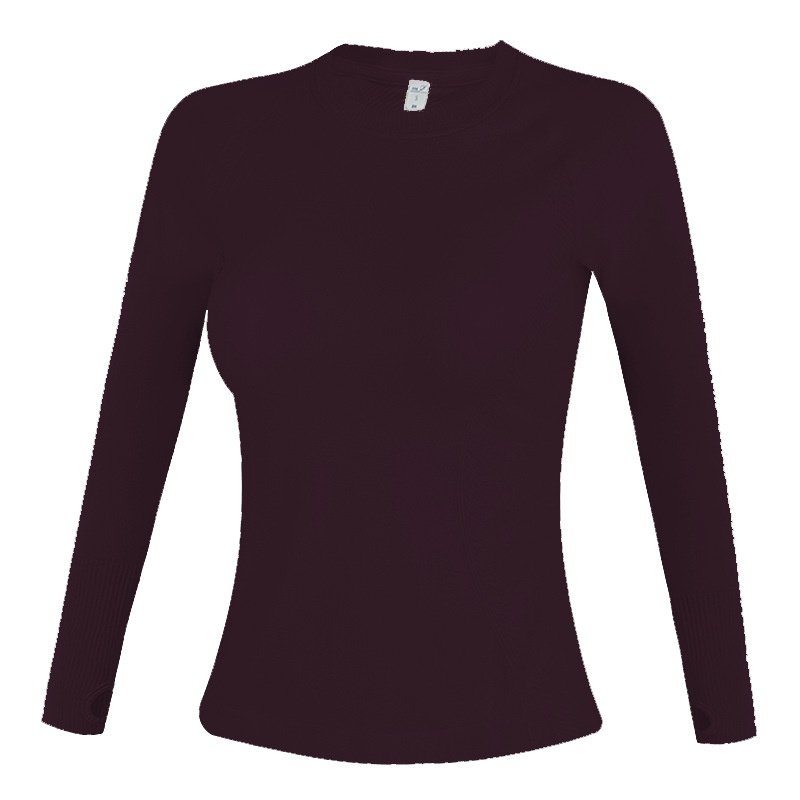 跨境速干瑜伽服普拉提训练长袖修身弹力圆领显瘦运动上衣