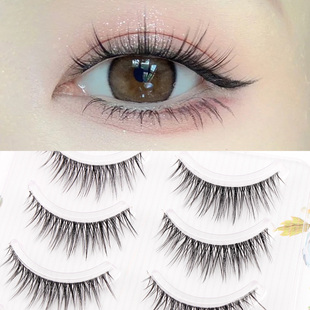 假睫毛女3D立体多层自然浓密素颜仿真透明梗卷翘裸妆眼睫毛TD9
