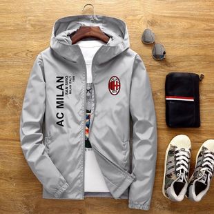 AC米兰足球运动夹克外套男女意甲队服春秋棉衣服开衫风衣薄款