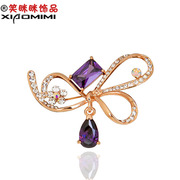 Smiling bow package email drop brooch Korean Crystal brooch women''s high-end brooch pin badges