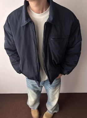 美拉德棕色cleanfit羽绒棉服男冬季美式痞帅短宽飞行夹克棉衣外套