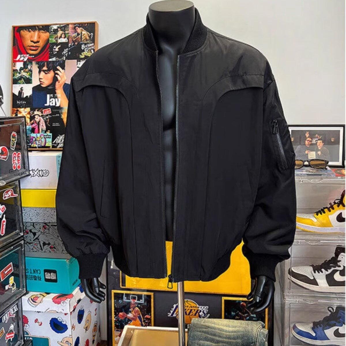 美式男女秋冬新款时尚撞色立领口袋抽绳防晒外套甜辣短款休闲上衣