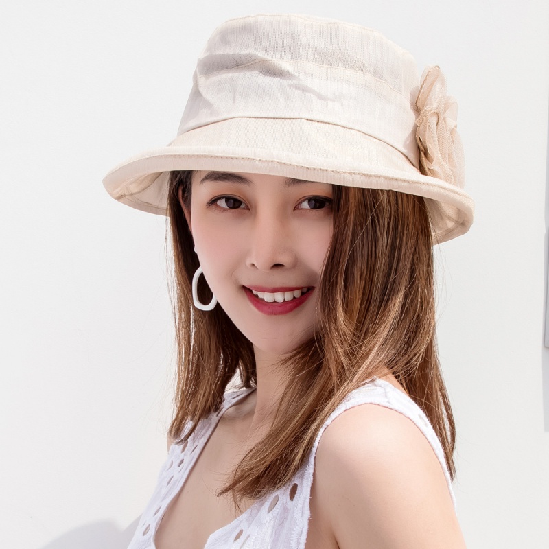 女士欧根网纱花朵礼帽夏季妈妈遮