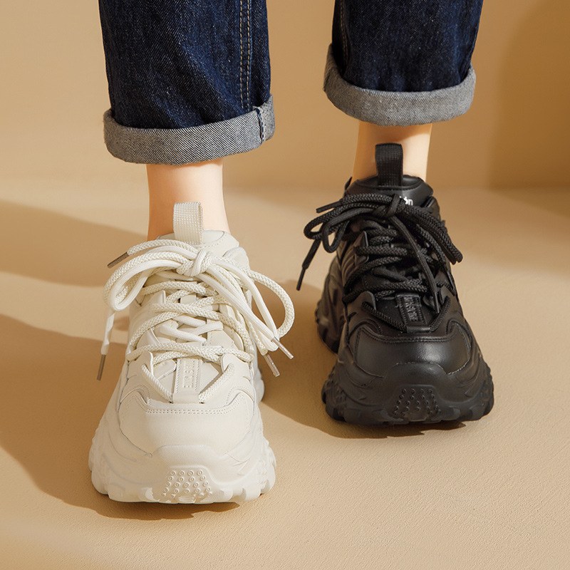 奥古狮登厚底老爹鞋女款2025年秋季新款学院风运动休闲小白跑步鞋