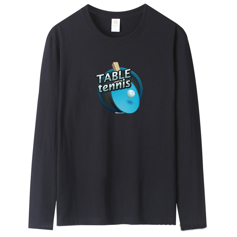 长袖纯棉乒乓球服上衣T恤男女球衣训练春秋冬打底比赛运动休闲服