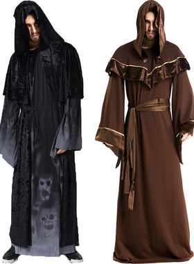 新款万圣节服装成人吸血鬼新郎恐怖cos男巫师死神披风斗篷派对服